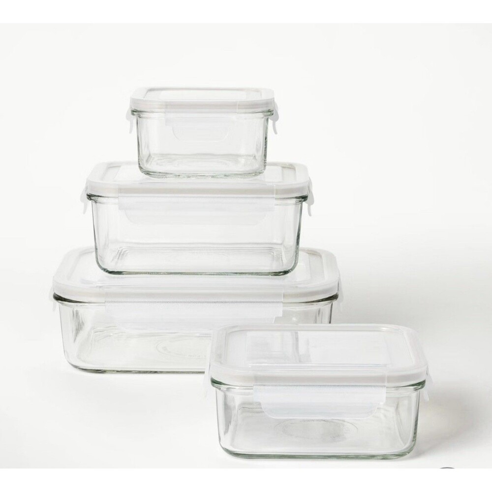 8pc (Set of 4) Glass Food Storage Container Set Clear - Figmint